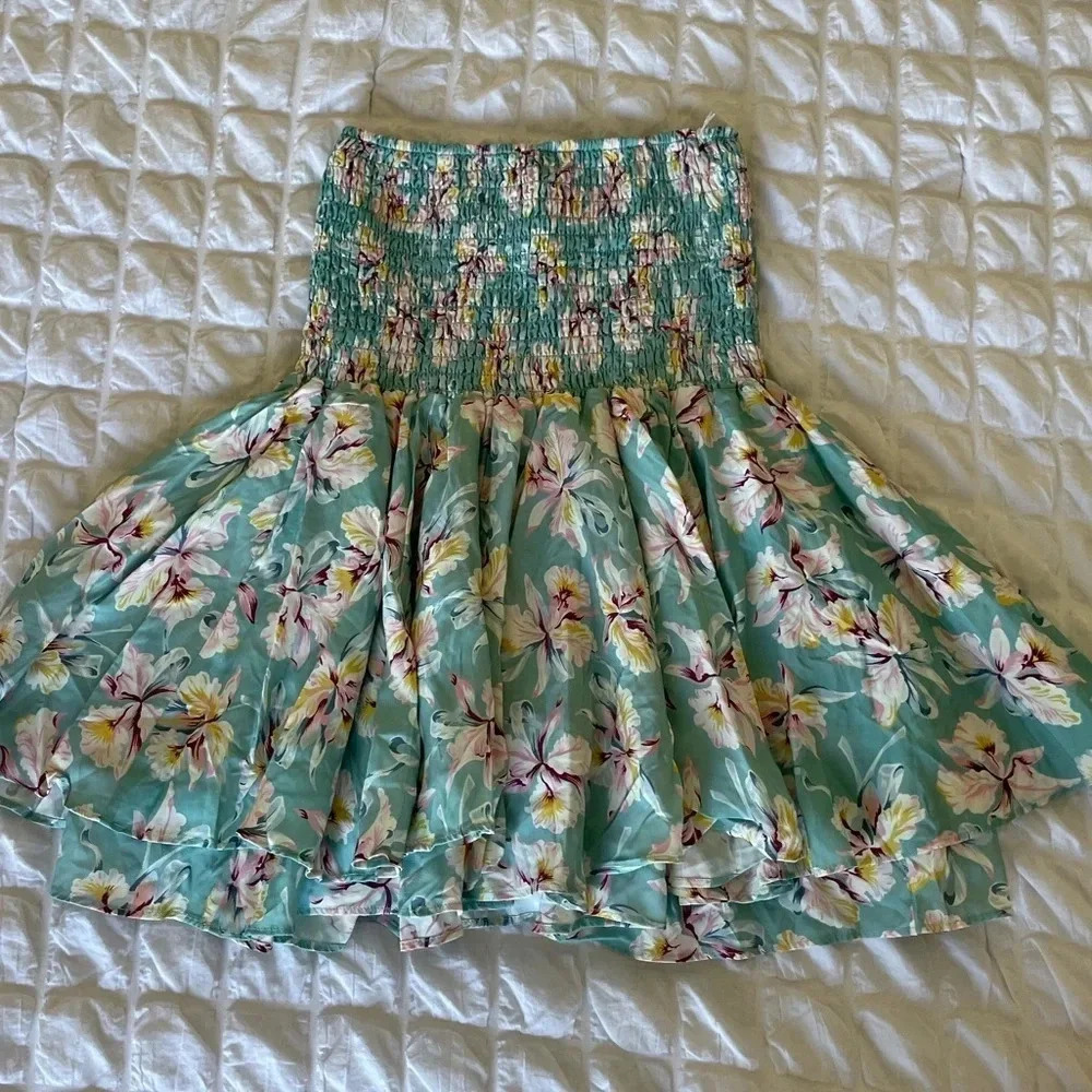 Selkie the Flounce mini skirt in Tropical iris print